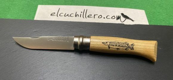 Navaja Opinel Nº8 dibujo de una trucha